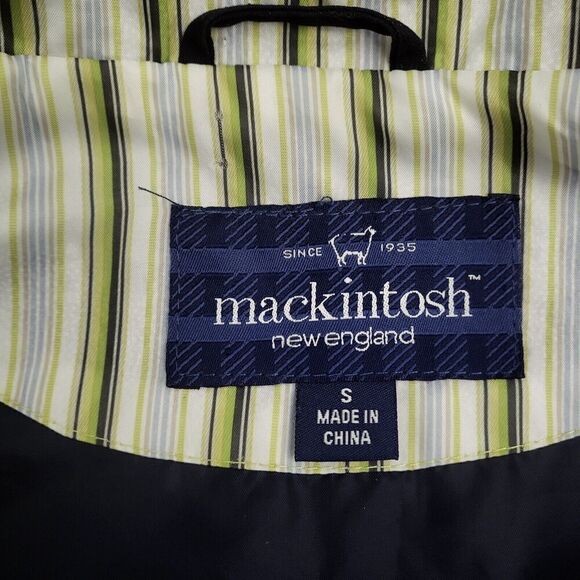 MACKINTOSH New England Rain Wind Breaker Jacket Removable Hood Navy Women's S - Picture 10 of 16